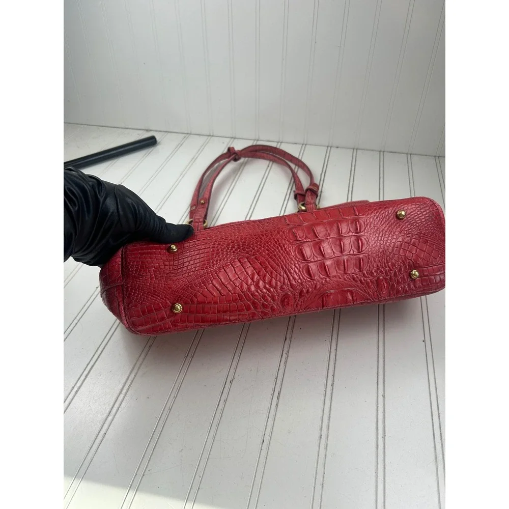 Brahmin Vintage Medium Asher Red Croc Embossed Leather Handbag Tote $325